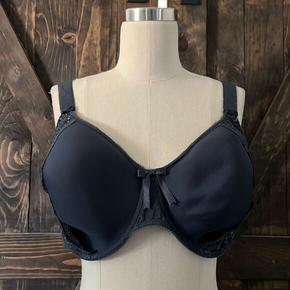 Elomi Hermione Charcoal Underwired
Bandless Molded Bra EL8120 Sz-42E Usa - Picture 2 of 8